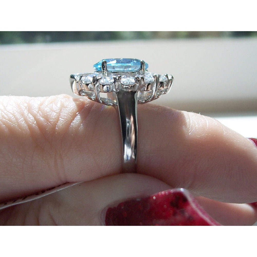 STAINLESS STEEL Simulated London Blue Topaz Ring - Picture 5 of 8